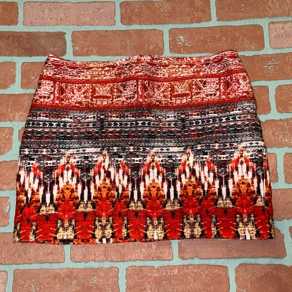 Red patterned skirt